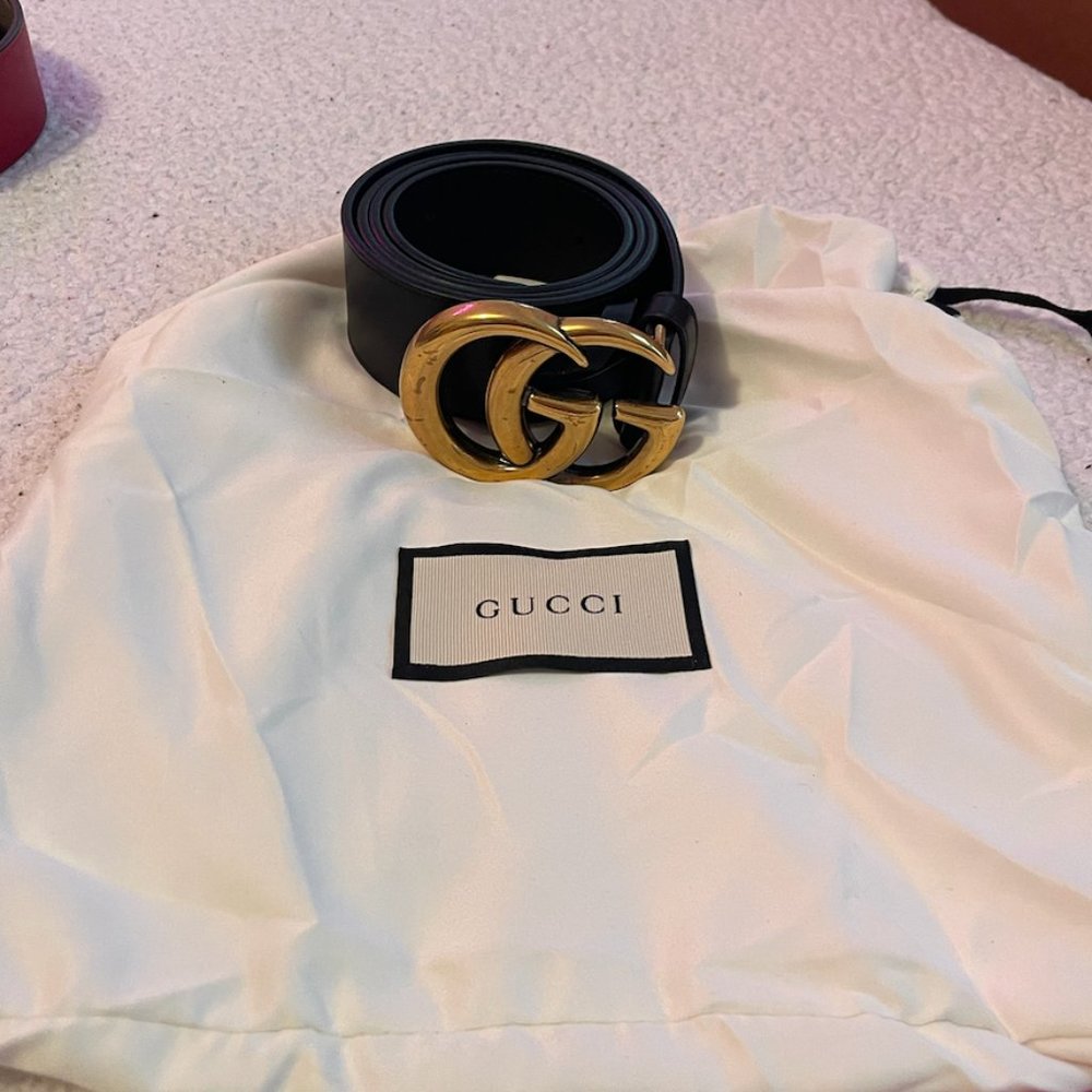Gucci Regular Black Leather Belt: Size 85 with Bag!!!